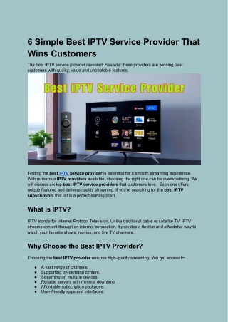 6 Simple Best IPTV Service Provider That Wins Customers