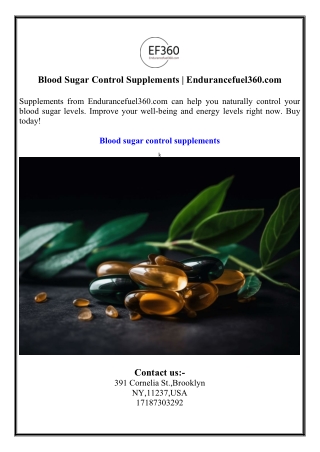 Blood Sugar Control Supplements  Endurancefuel360.com