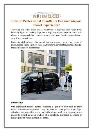 How Do Professional Chauffeurs Enhance Airport Travel Experience?