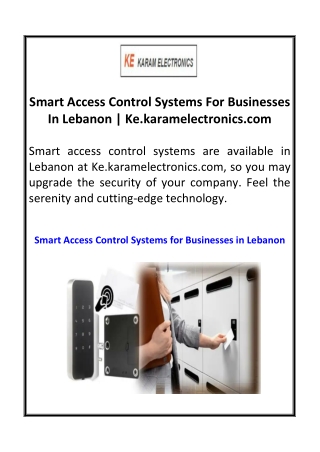 Smart Access Control Systems For Businesses In Lebanon  Ke.karamelectronics.com