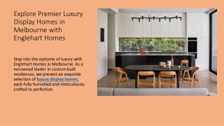 Explore Premier Luxury Display Homes in Melbourne with Englehart Homes