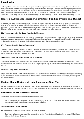 Houston's Affordable Housing Contractors: Building Dreams on a Budget