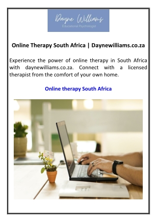 Online Therapy South Africa Daynewilliams.co.za