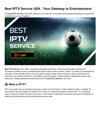 Best IPTV Service USA _ Your Gateway to  Entertainment