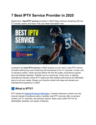 7 Best IPTV Service Provider in 2025