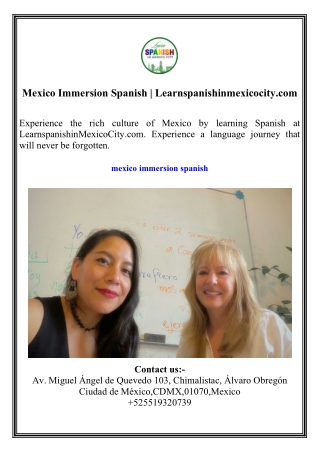Mexico Immersion Spanish  Learnspanishinmexicocity.com