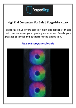 High End Computers For Sale Forgedrigs.co.uk