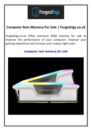 Computer Ram Memory For Sale Forgedrigs.co.uk