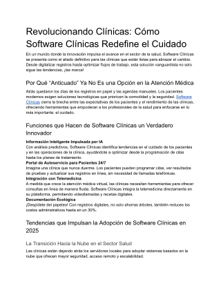 Revolucionando Clínicas: Cómo Software Clínicas Redefine el Cuidado