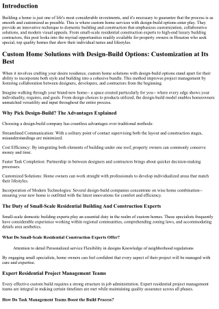 Custom Home Services with Design-Build Options: Customization at Its Ideal