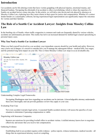 The Role of a Seattle Car Accident Lawyer: Insights from Moseley Collins Law