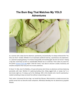 The Bum Bag That Matches My YOLO Adventures