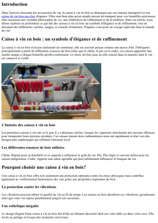 Caisse à vin en bois : un symbole d'élégance et de raffinement