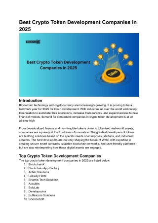 Best Crypto Token Development Companies in 2025