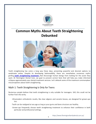 Common Myths About Teeth Straightening Debunked