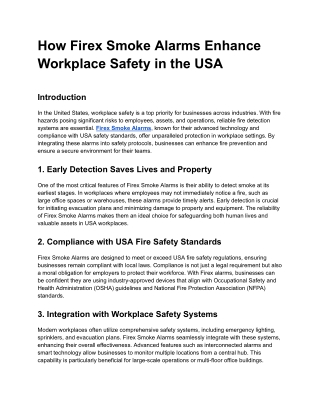 How Firex Smoke Alarms Enhance Workplace Safety in the USA-1