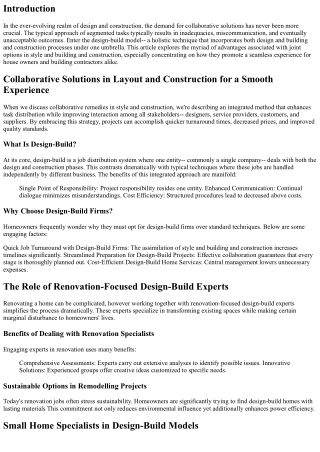 Collaborative Solutions in Design and Building And Construction for a Seamless E