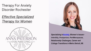 Therapy For Anxiety Disorder Rochester