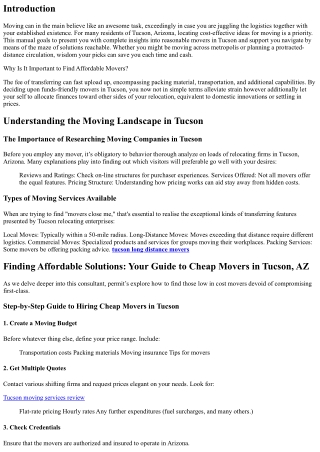 Finding Affordable Solutions: Your Guide to Cheap Movers in Tucson, AZ
