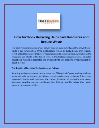 How Textbook Recycling Helps Save Resources and Reduce Waste