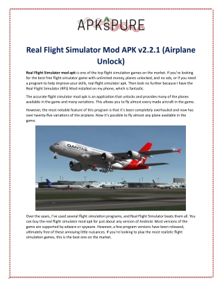 Real Flight Simulator Mod APK v2.2.1 (Airplane Unlock)
