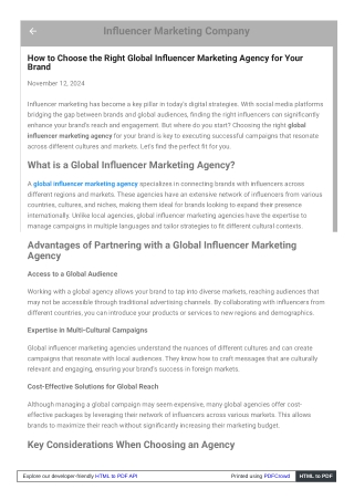 How to Choose the Right Global Influencer Marketing Agency for Your Brand