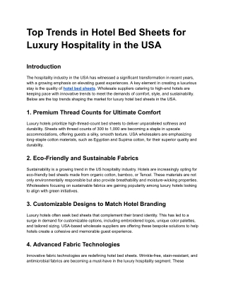 Top Trends in Hotel Bed Sheets for Luxury Hospitality in the USA