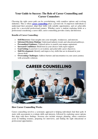 The Importance of Career Counselling in Today's World