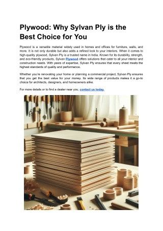 Plywood_ Why Sylvan Ply is the Best Choice for You