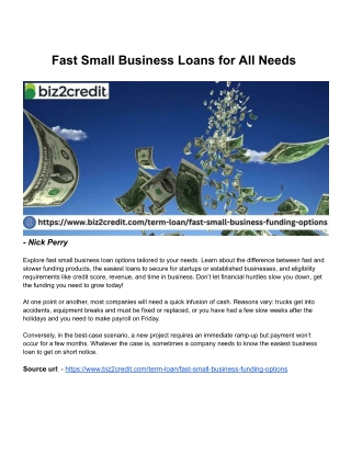 Fast Small Business Loans for All Needs