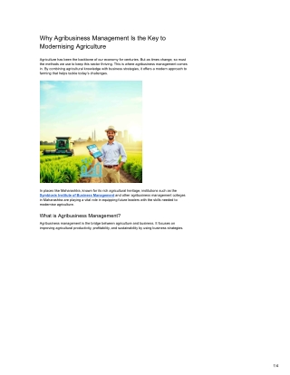 Why Agribusiness Management Is the Key to Modernising Agriculture
