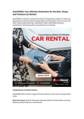 AutoTRANZ Your Ultimate Destination for the Best, Cheap, and Premium Car Rentals