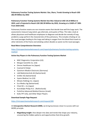 Pulmonary Function Testing Systems Market