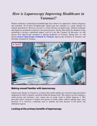 How is Laparoscopy Improving Healthcare in Varanasi?