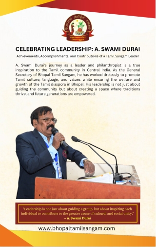Celebrating Leadership: A. Swami Durai Achievements