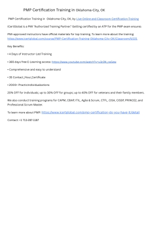 _                PMP Certification Training in Oklahoma City, OK