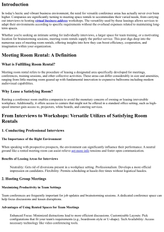 From Interviews to Workshops: Versatile Uses of Fulfilling Space Rentals