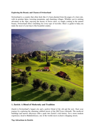 Exploring the Beauty and Charm of Switzerland