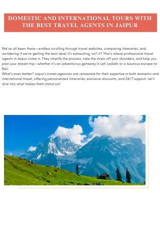 Domestic and International Tours with the Best Travel Agents in Jaipur