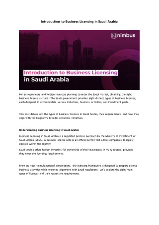 Introduction to Business Licensing in Saudi Arabia