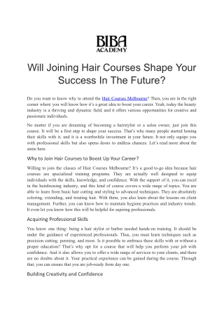 Will Joining Hair Courses Shape Your Success In The Future_