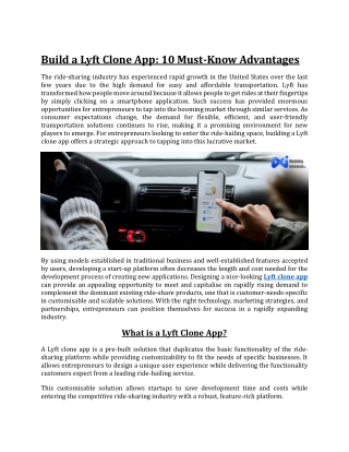 Build a Lyft Clone App: 10 Must-Know Advantages