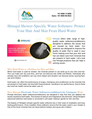 Himajal Shower-Specific Water Softeners: Protect Your Hair and Skin from Hard Wa