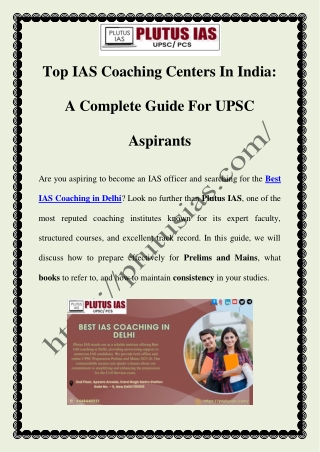 Best IAS Coaching in Delhi at Plutus IAS | Top UPSC Coaching in Delhi