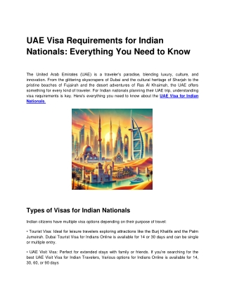 UAE Visa Requirements for Indian Nationals Everything You Need to Know