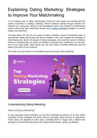 Explaining Dating Marketing: Strategies to Improve Your Matchmaking