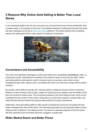 3 Reasons Why Online Gold Selling Is Better Than Local Stores