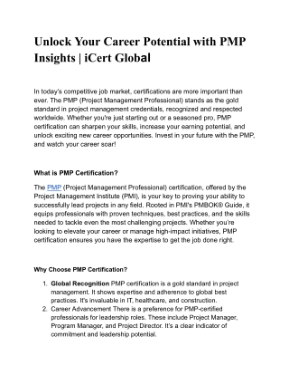 Unlock Your Career Potential with PMP Insights _ iCert Global