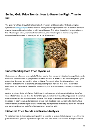 Selling Gold Price Trends How to Know the Right Time to Sell