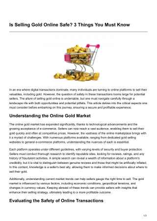 Is Selling Gold Online Safe 3 Things You Must Know